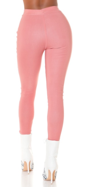 Highwaist Skinny Pants with gold Zips Pink